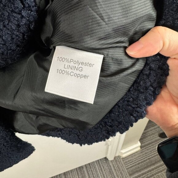 Laveer Navy Blue Teddy Coat Blazer Jacket | XS | Cozy Chic Outerwear - Picture 8 of 9